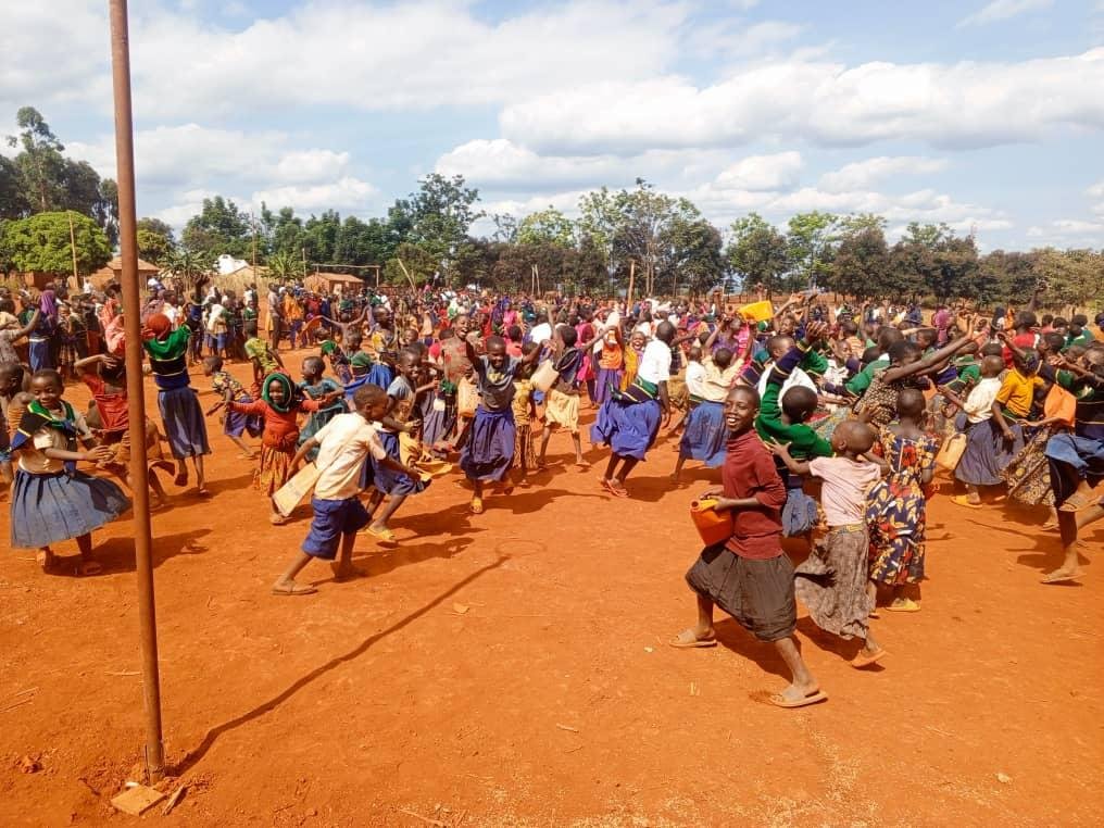 Children participating in community event